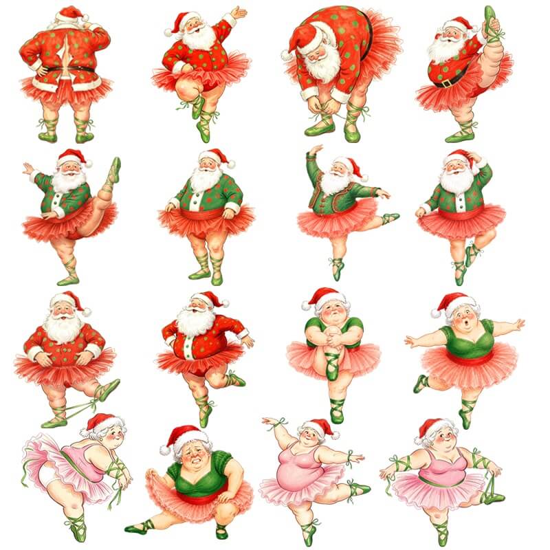 Setof16Christmasballetpapercutoutsforcardsjournalsandscrapbooks
