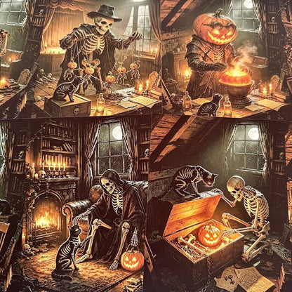 Skeleton craftsman spooky Halloween collage paper