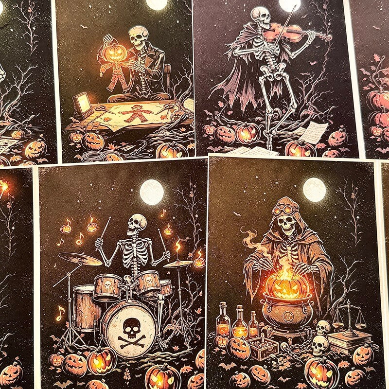 Skeleton lighthouse Halloween junk journal paper