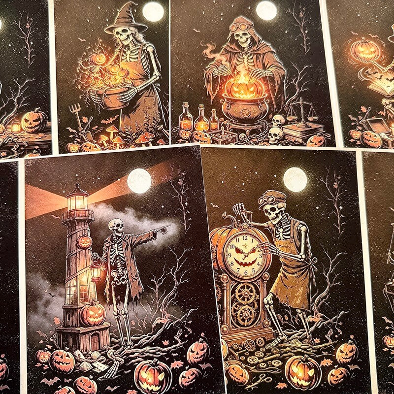 Skeleton musician vintage Halloween scrapbook paper