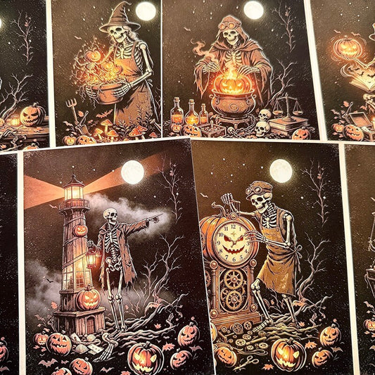 Skeleton musician vintage Halloween scrapbook paper