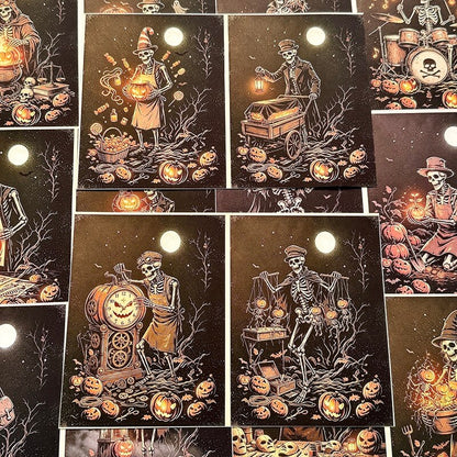Skeleton pumpkin maker vintage Halloween paper