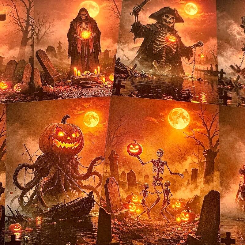 Skeletonpirateshipdarkfantasyscrapbookpaper