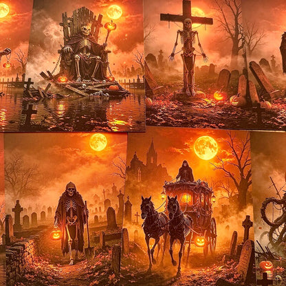 Skeletonthronehauntedgraveyardscrapbookpaper