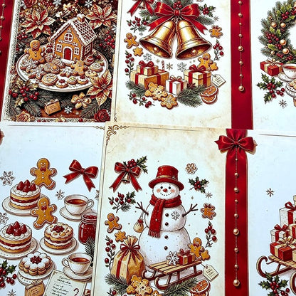 SnowmanscrapbookpaperfeaturingclassicSantaClaus