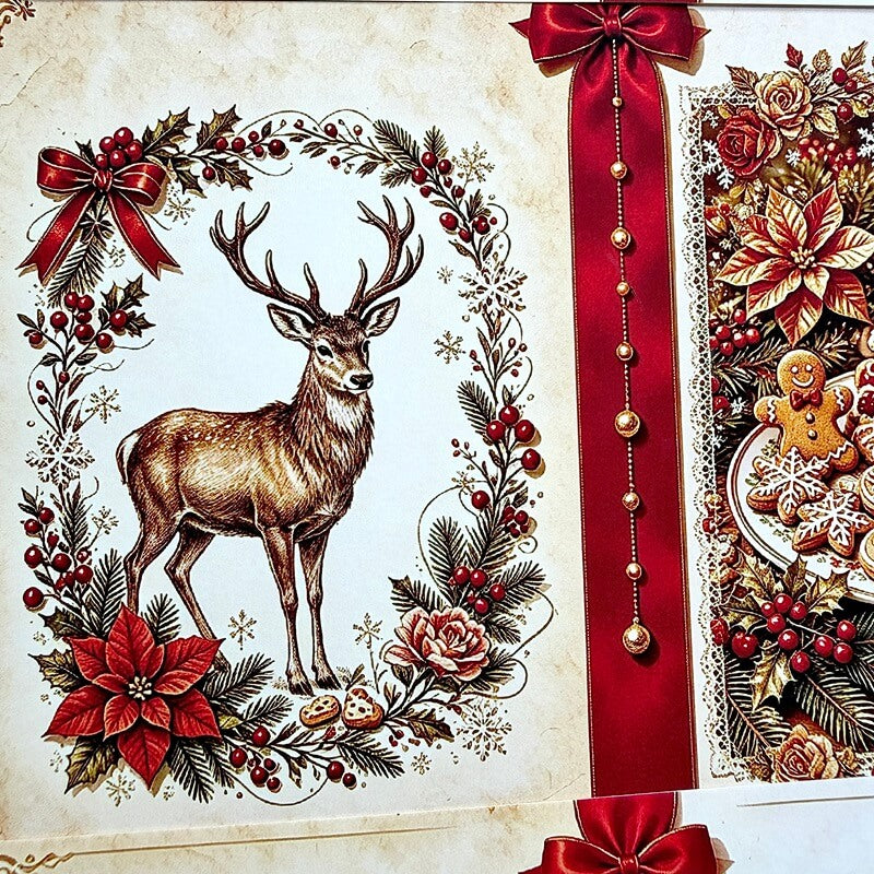 TraditionalSantaClauspaperwithredandgreenholidaydetails