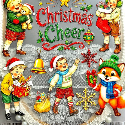 VintageChristmasboy3Dembossedsticker