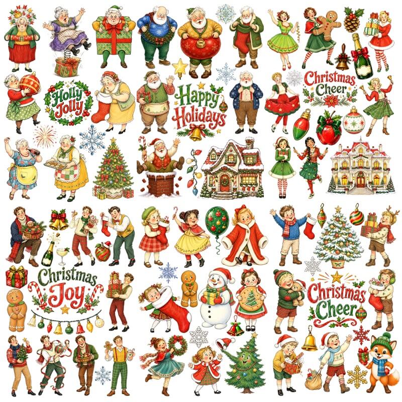 VintageChristmascharacter3DembossedPVCstickersinsixstyles