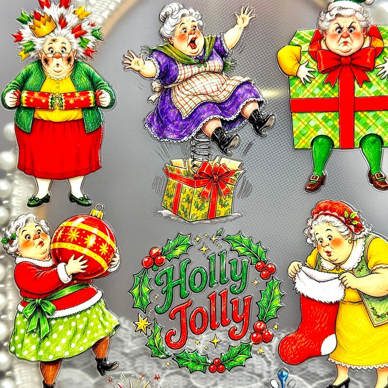 VintageChristmasgrandma3Dembossedsticker