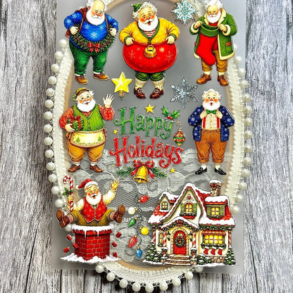 VintageChristmasgrandpa3Dembossedstickers