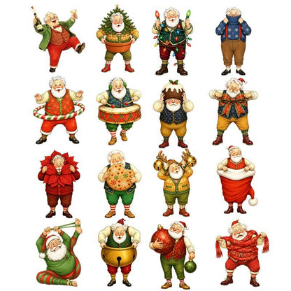 VintageChristmasgrandpacardstockcutoutswithfestiveholidaydecorations