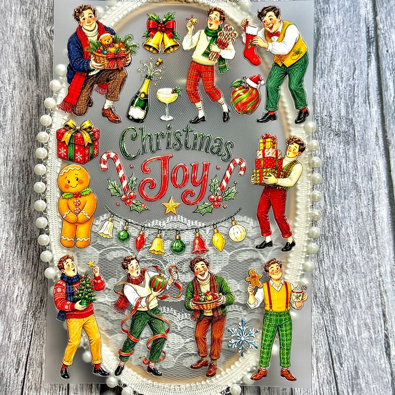 VintageChristmasman3Dembossedstickers