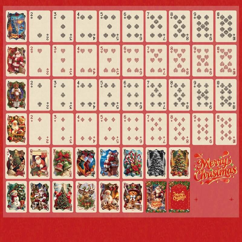 VintageChristmasplayingcardswithSantaClaus_Christmastrees_snowmen_andfestiveillustrations