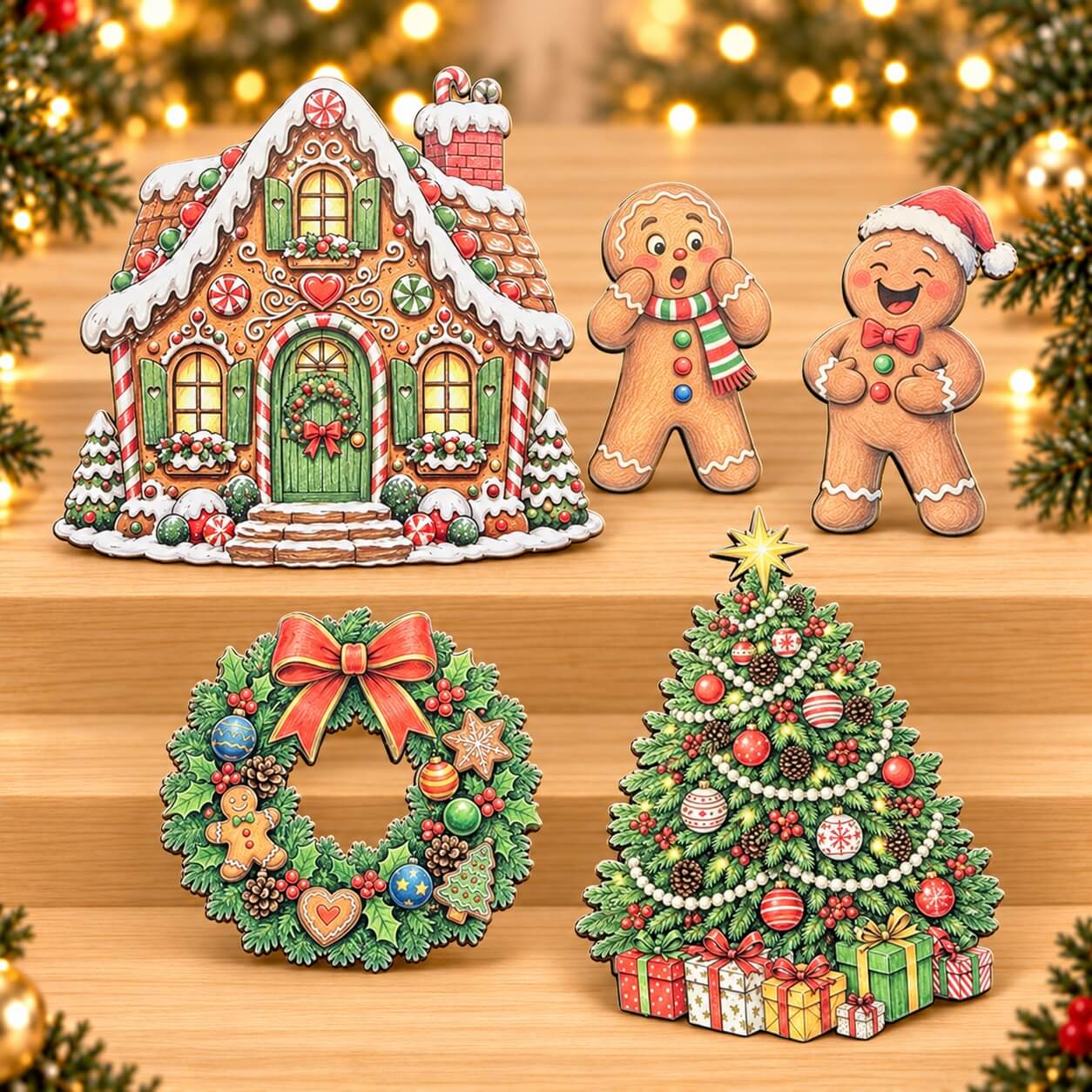 VintageChristmastreefireplaceandcottagecardstockcutouts