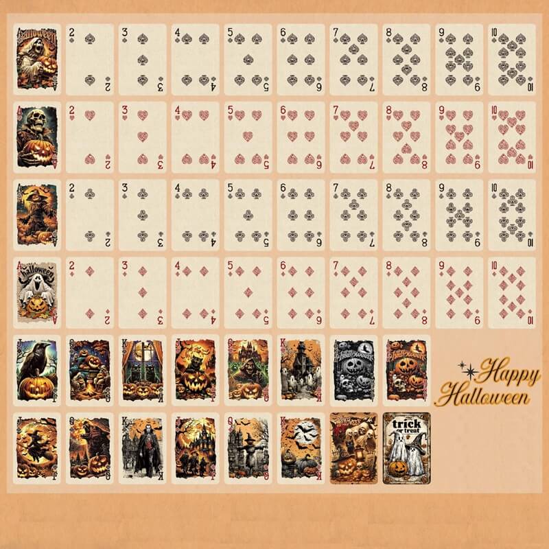 VintageHalloweenplayingcardswithpumpkins_skeletons_ravens_ghosts_andhauntedhouses