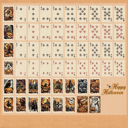VintageHalloweenplayingcardswithpumpkins_skeletons_ravens_ghosts_andhauntedhouses