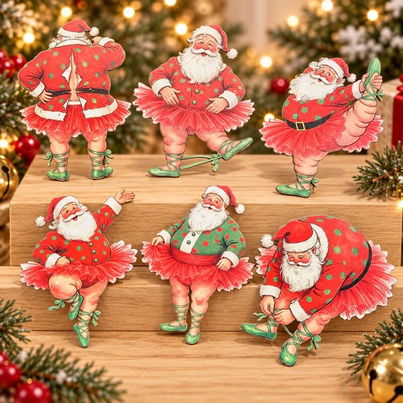 VintageSantaClausballerinacardstockcutoutsforChristmasscrapbooking