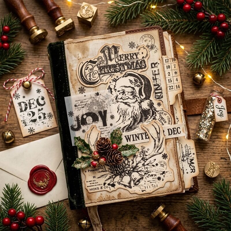 Vintage Christmas Santa stamp  for scrapbooks