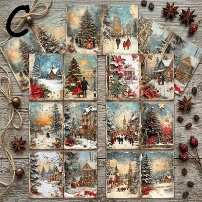 Vintage_Christmas_scrapbook_paper_featuring_snowy_villages_Victorian_cottages_decorated_Christmas_trees_and_nostalgic_winter_scenes_for_junk_journals_and_DIY_crafts