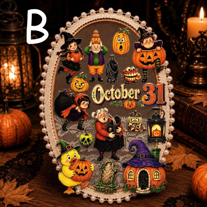 Vintage Halloween 3D embossed stickers -B style