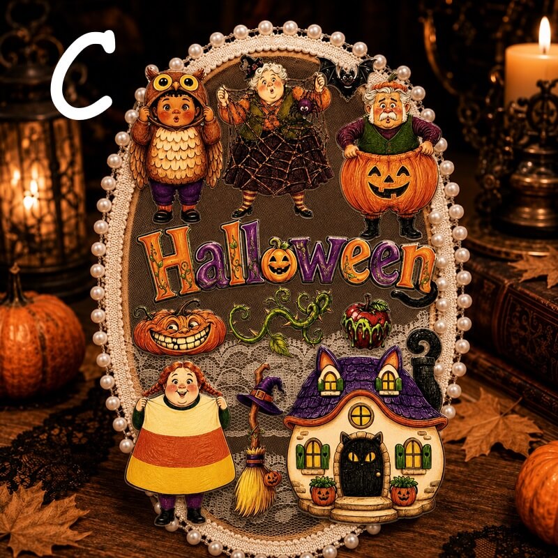 Vintage Halloween 3D embossed stickers -C style