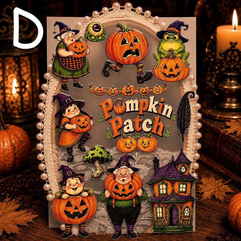Vintage Halloween 3D embossed stickers -D style