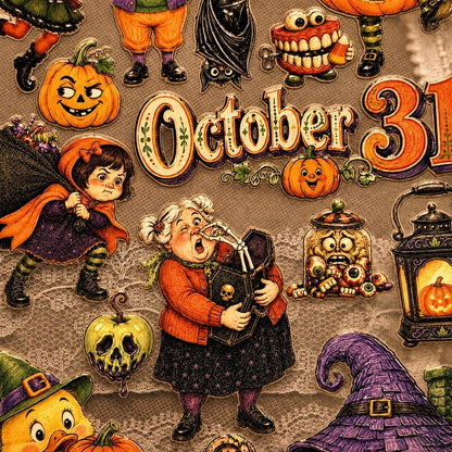 Vintage Halloween character stickers for scrapbooking