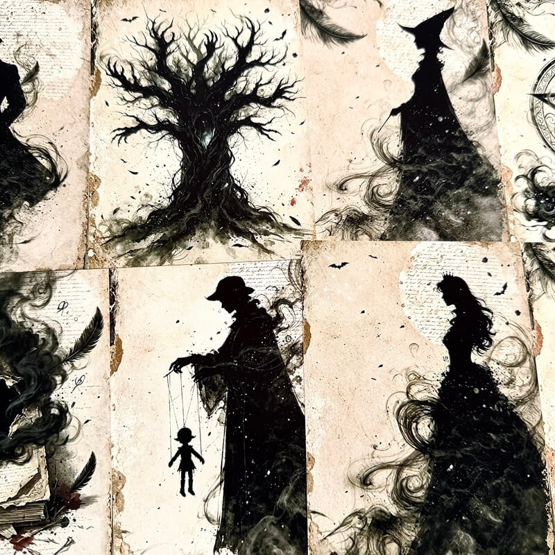 Vintage Witch gothic scrapbook paper for Halloween journals