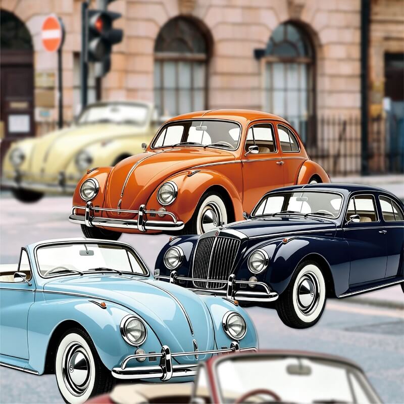 Vintage car cardstock sticker