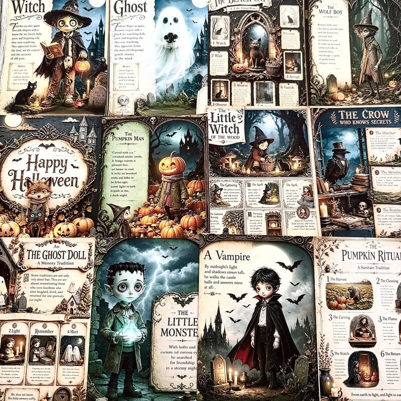 Vintage ghost Halloween scrapbook paper for junk journals