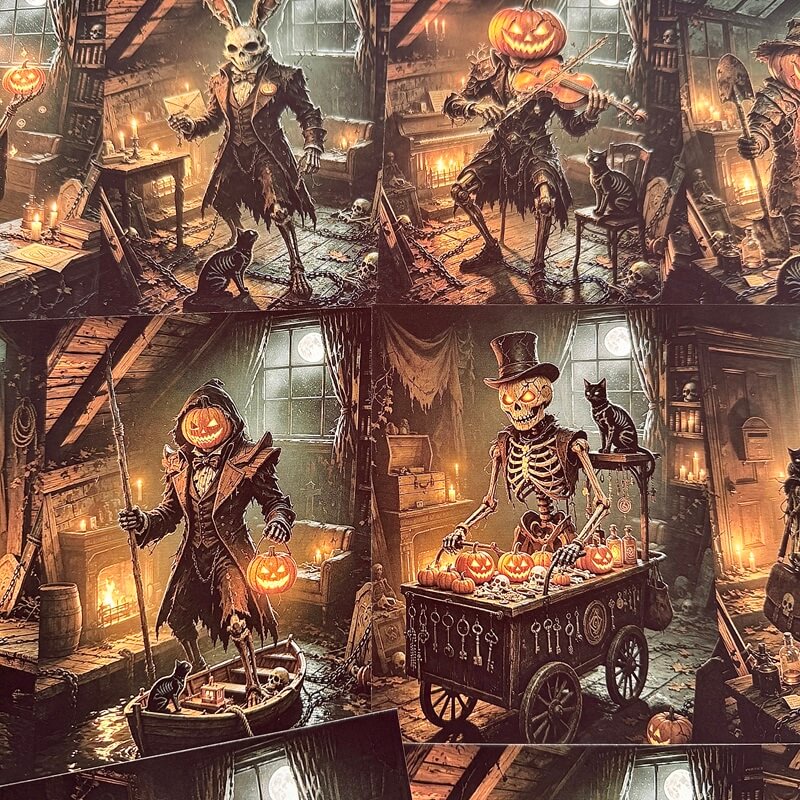 Vintage skeleton study Halloween junk journal paper