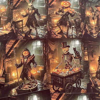 Vintage skeleton study Halloween junk journal paper