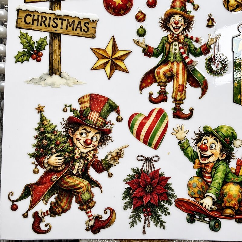 VintageholidaytransferdecalswithChristmastreesandornaments