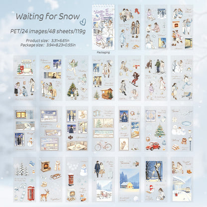 WaitingforSnowPETstickerbookwith48sheetsofwinterscenes_snowmen_andcozyseasonalillustrations