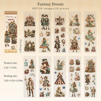 Wonderland_Dream_PET_sticker_sheets_with_Alice-inspired_characters_castles_teacups_pocket_watches_and_ornate_doors